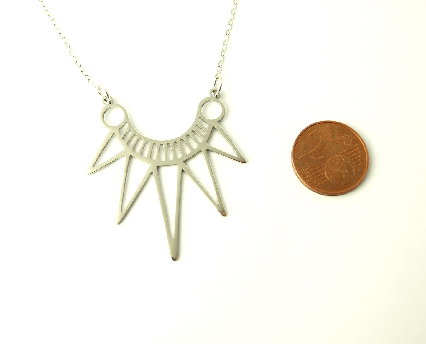 Kette Edelstahl Dreiecke Muster Anhänger geometrisch Gothic