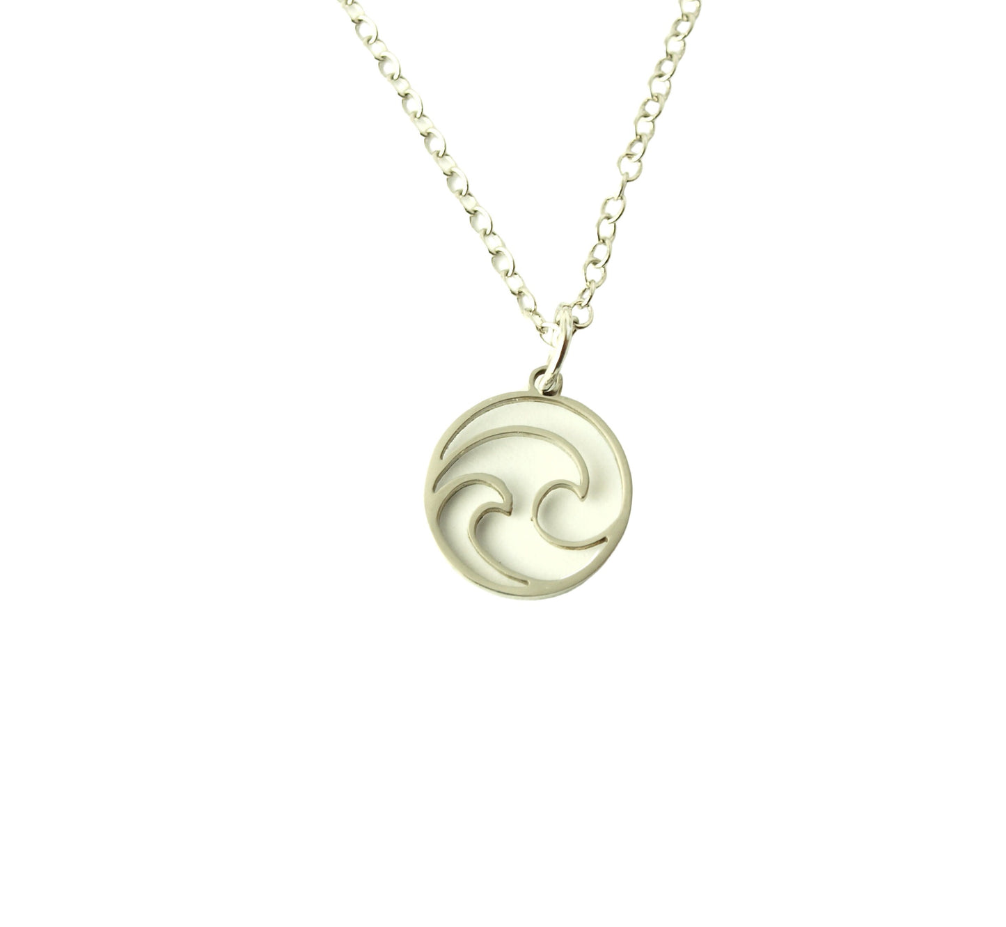 Kette Edelstahl Welle Kreis rund Wasser Anhänger doppelt