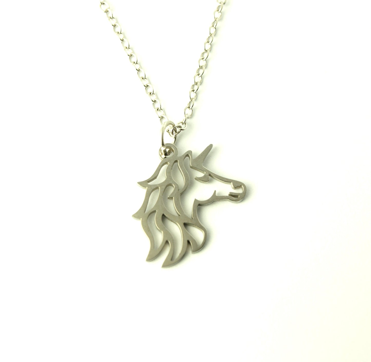 Kette Einhorn Edelstahl Anhänger silbern
