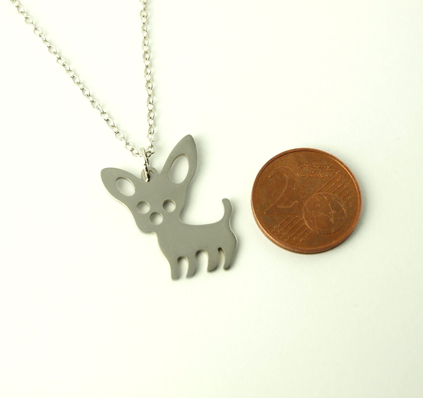 Kette mit Chihuahua Anhänger aus Edelstahl silbern Hund