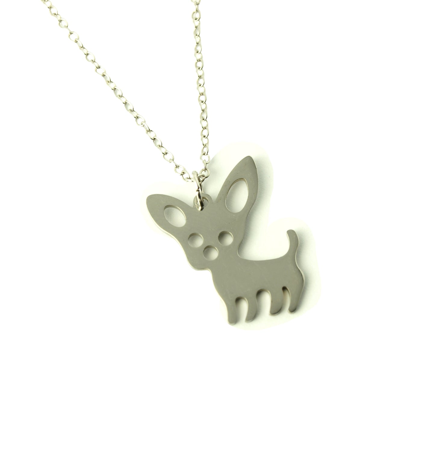 Kette mit Chihuahua Anhänger aus Edelstahl silbern Hund