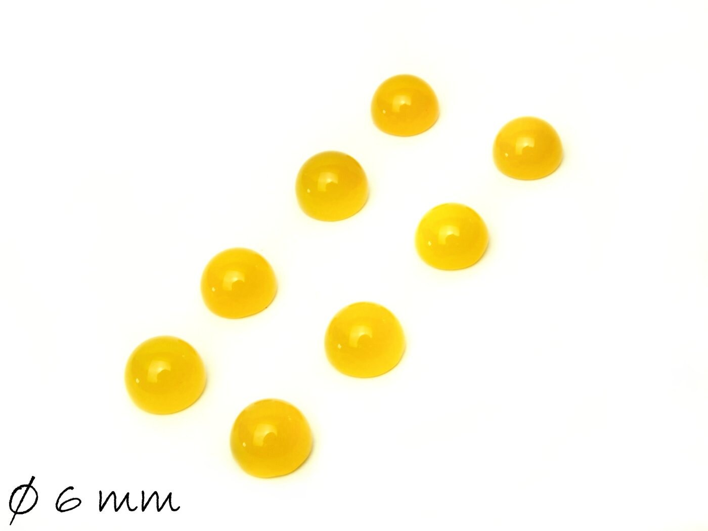 2 Stück Edelstein Cabochons, gelber Achat, 6 mm