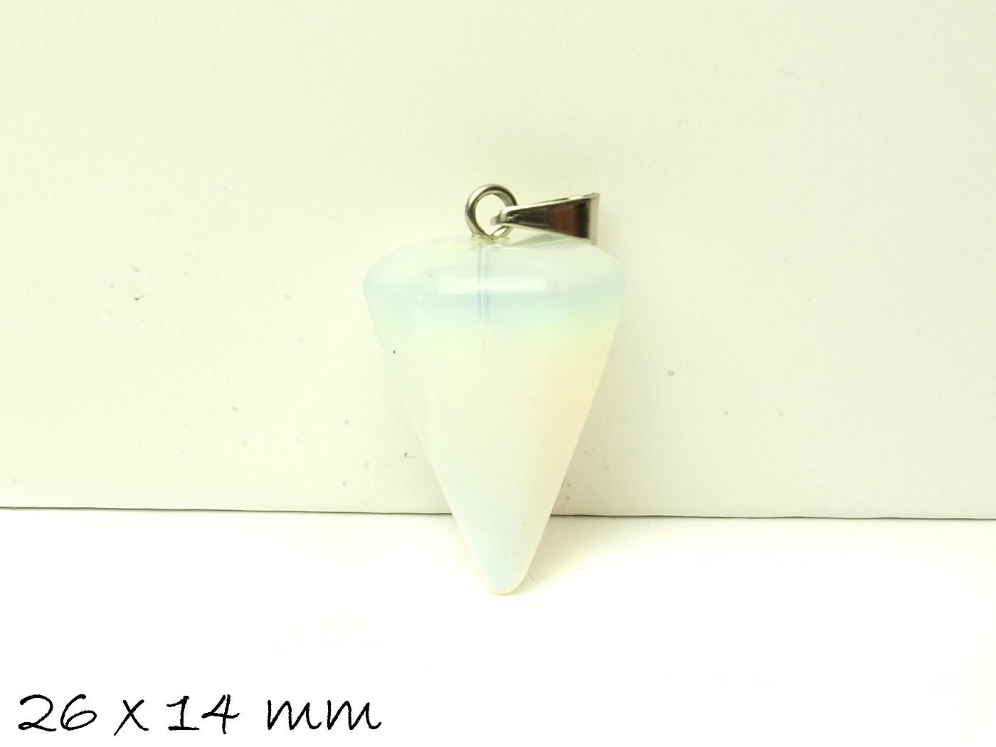 1 Anhänger Edelstein Opalit, Spitze, 26 x 14 mm