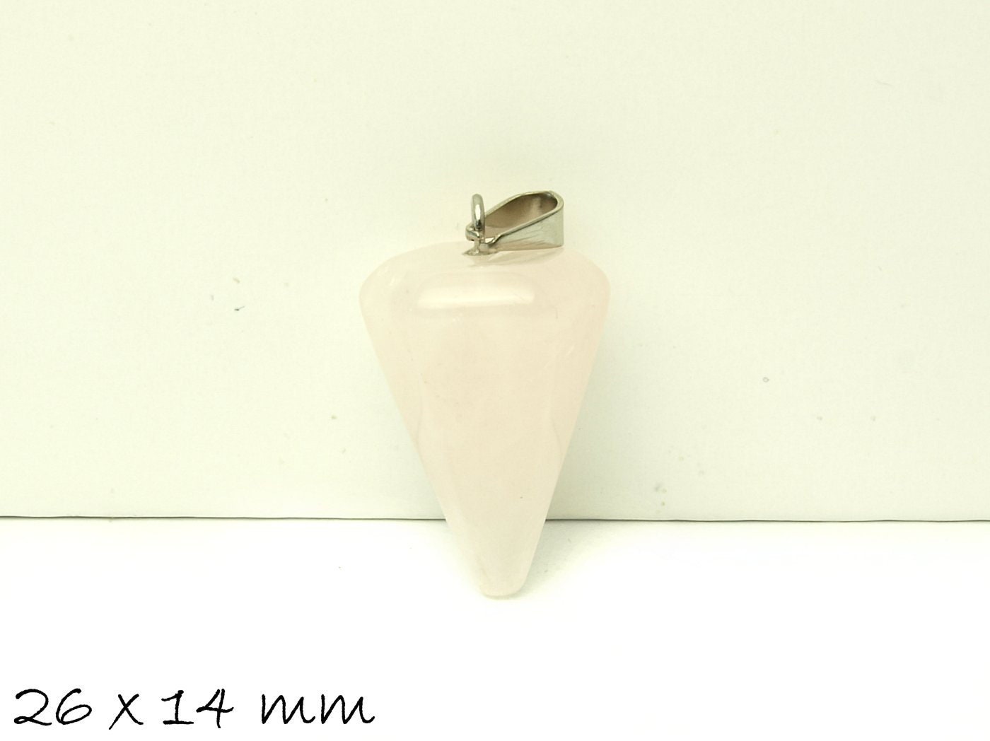1 Anhänger Edelstein Rosenquarz, Spitze, 26 x 14 mm