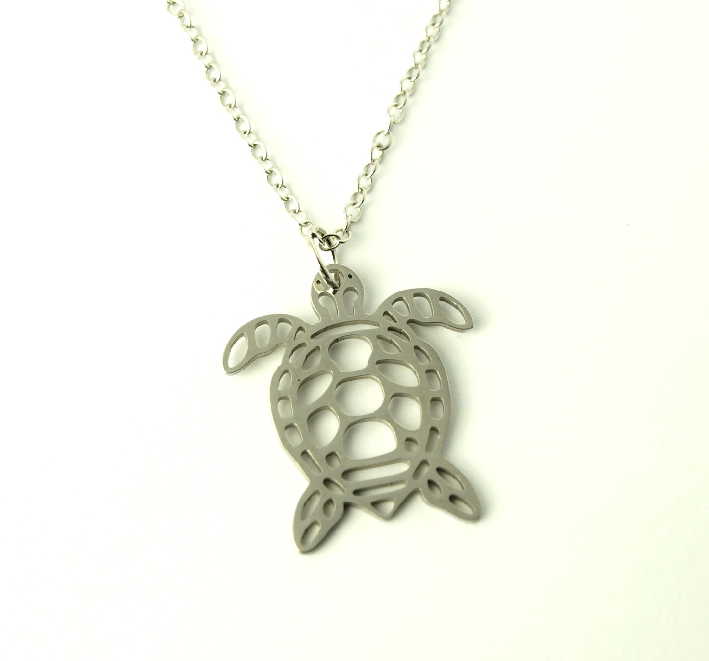 Kette Schildkröte Edelstahl Anhänger silbern