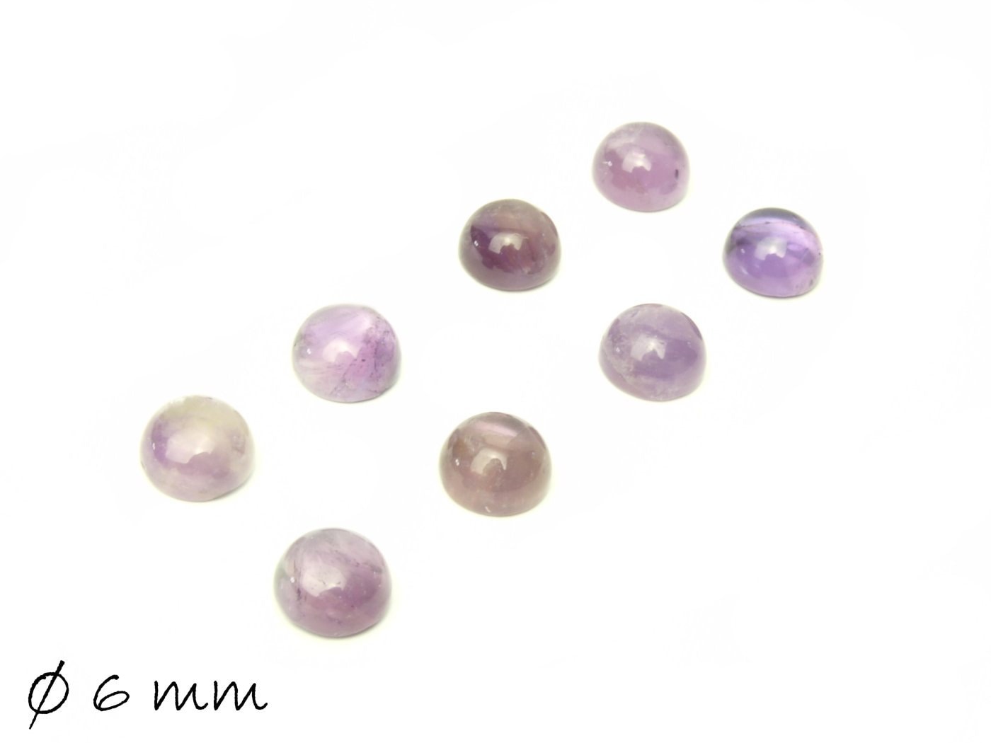 2 Stück Edelstein Cabochons, Amethyst, 6 mm