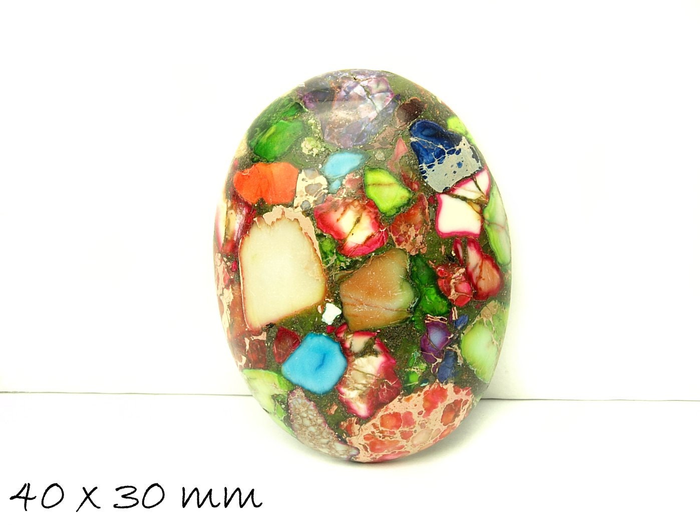 1 Stk Cabochon, synthetischer Regalit, 40 x 30 mm, bunt