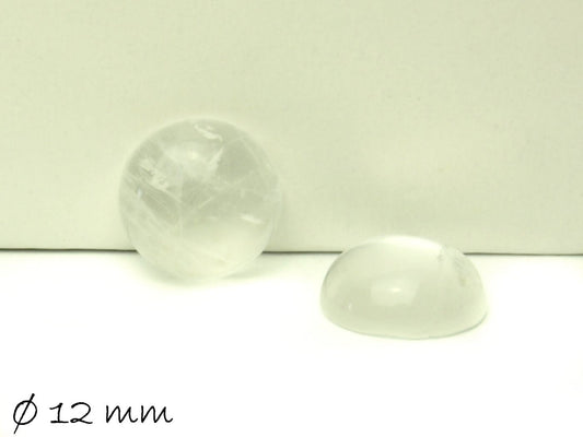 2 Stück Edelstein Cabochons, Quarz Kristall, Ø 12 mm