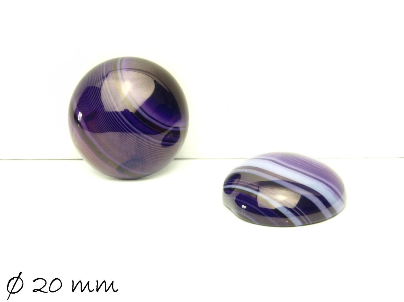 2 Stück Edelstein Cabochons, lila Achat, 20 mm