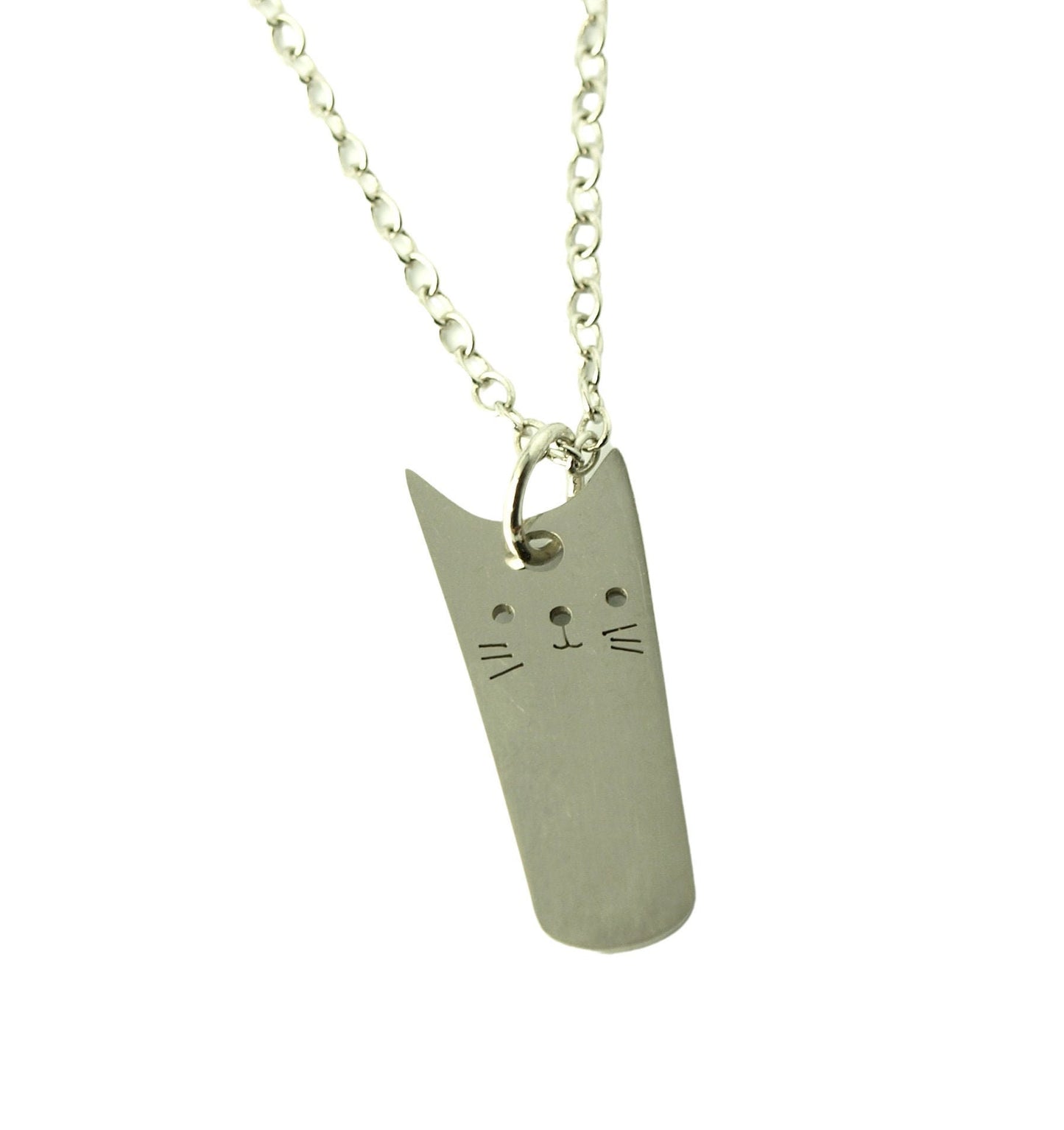 Kette Katze Kawaii Comic Edelstahl Anhänger silbern