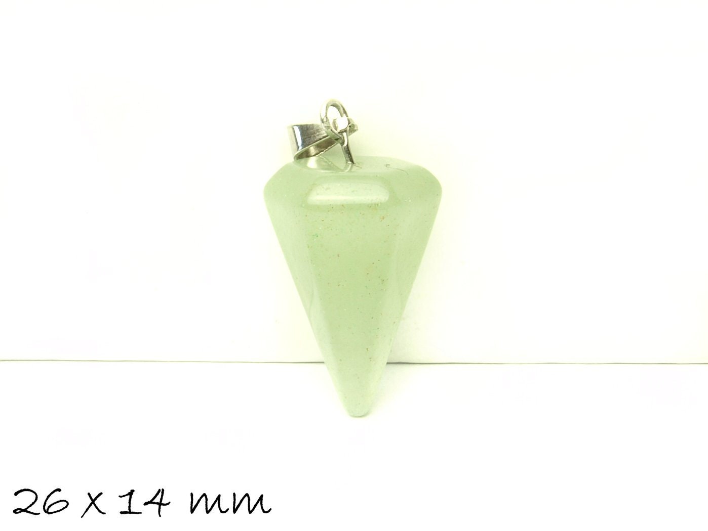 1 Anhänger Edelstein Aventurin, Kegel, Spitze, 26 x 14 mm