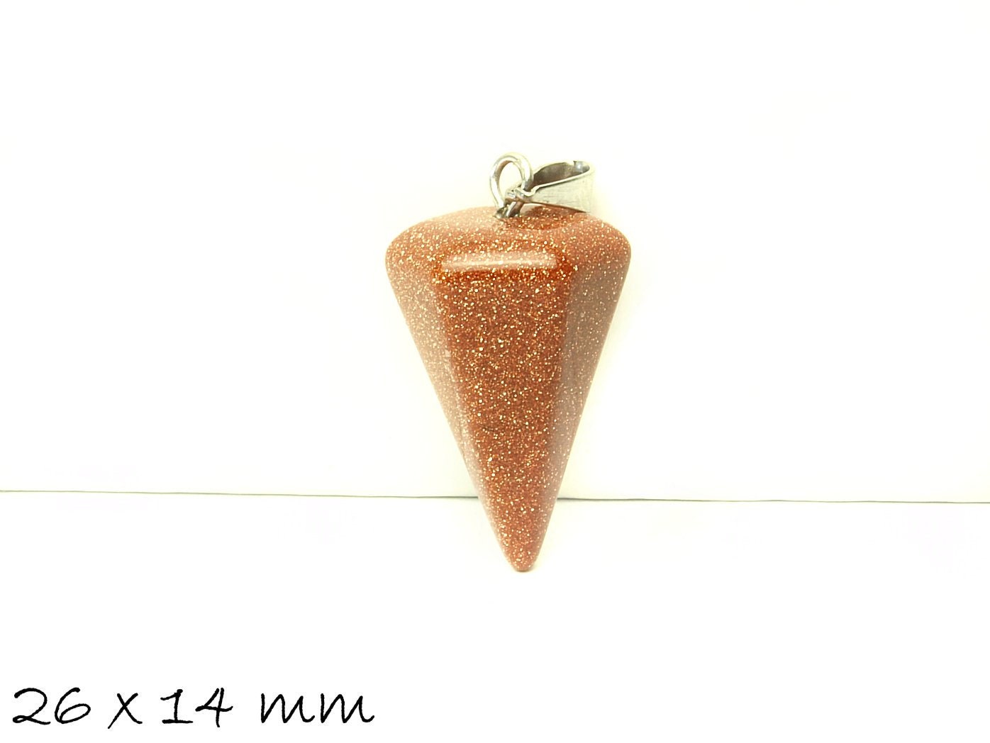 1 Anhänger Edelstein Goldfluss, Spitze, 26 x 14 mm