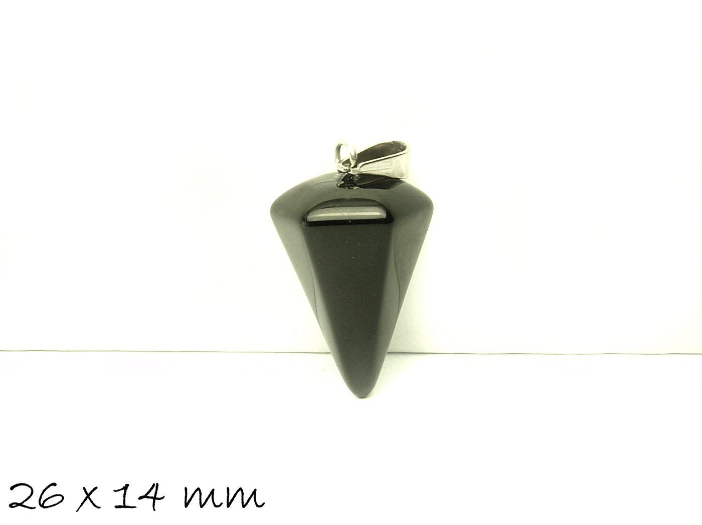 1 Anhänger Edelstein Schwarzer Achat, Spitze, 26 x 14 mm