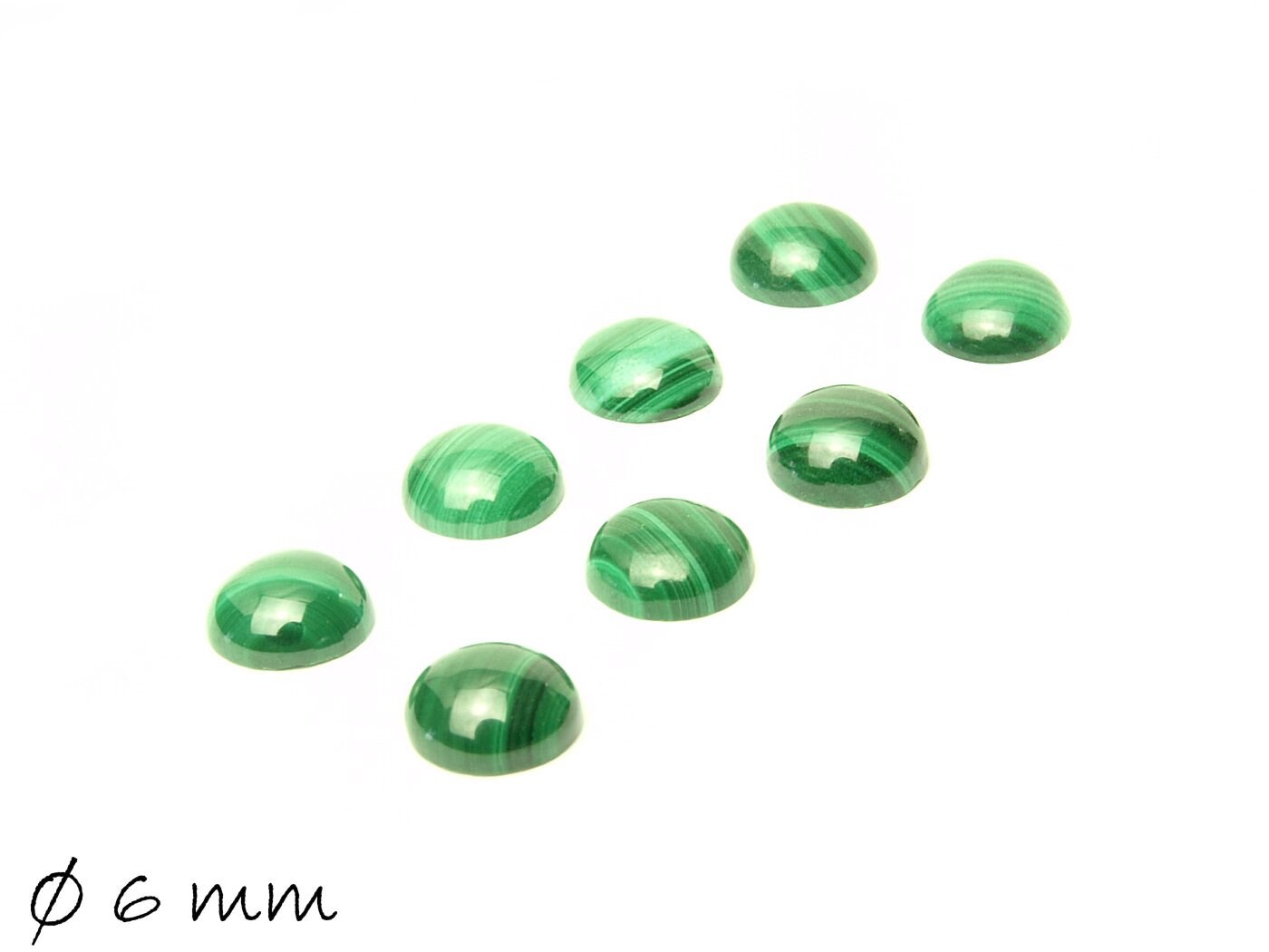 2 Stück Edelstein Cabochons, natürlicher Malachit, Ø 6 mm