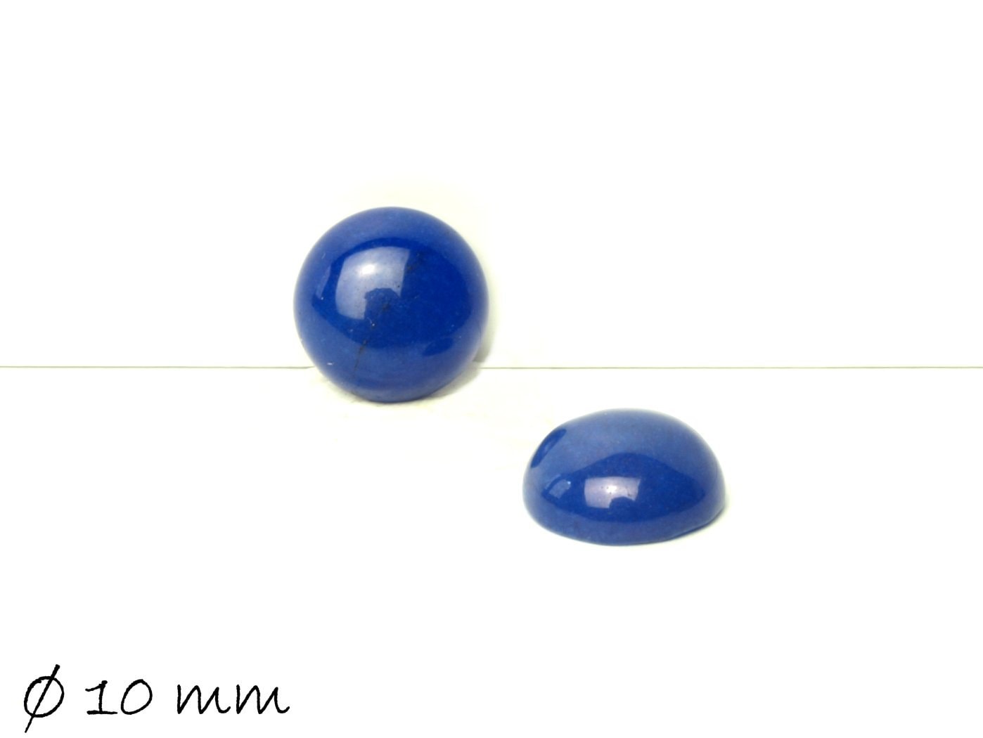 2 Stück Edelstein Cabochons, Jade (blau), 10 mm