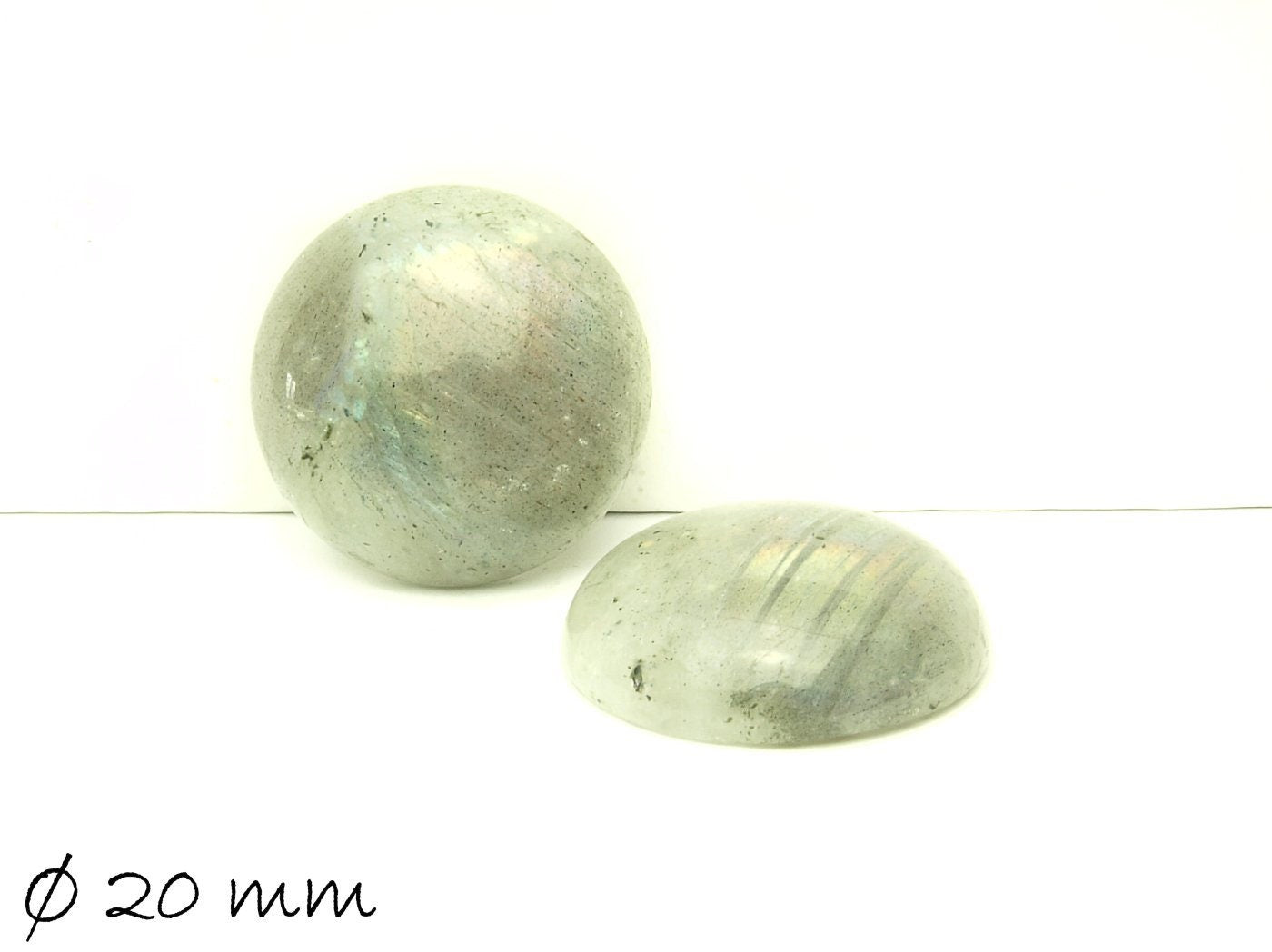 2 Stück Edelstein Cabochons, Labradorit, Ø 20 mm