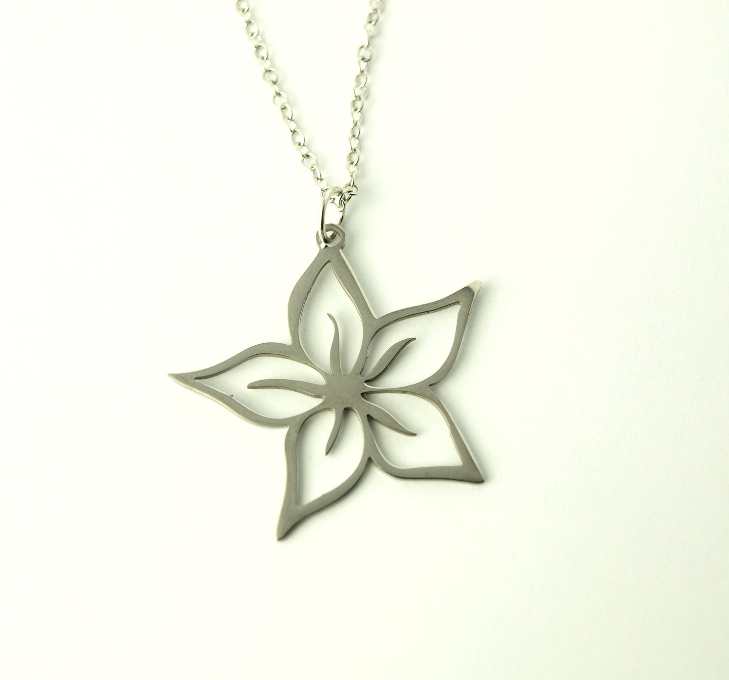 Kette Blume Anhänger Edelstahl silbern Blüte