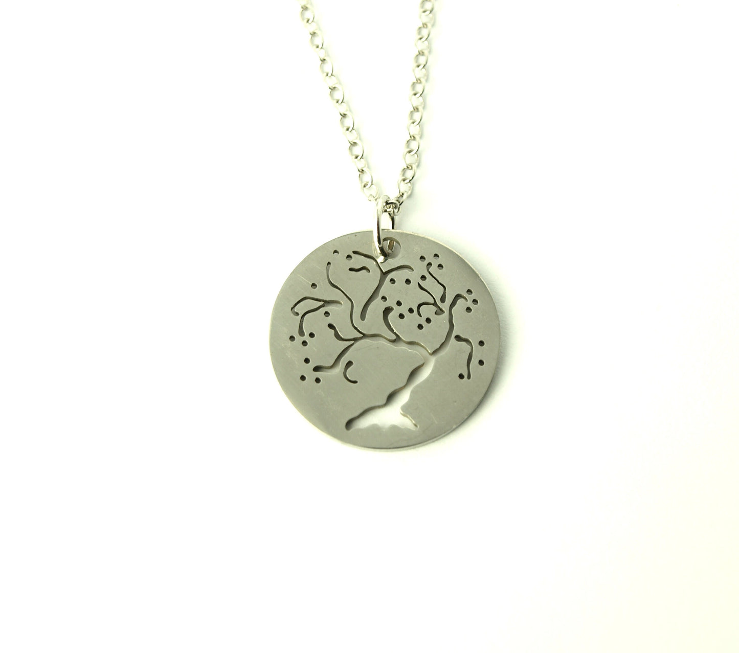 Kette Edelstahl Baum Lebensbaum Anhänger Scheibe rund