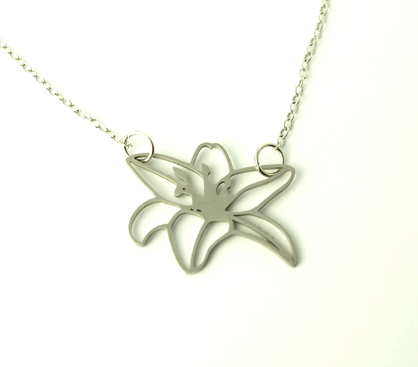 Kette Blume Anhänger Edelstahl silbern Blüte