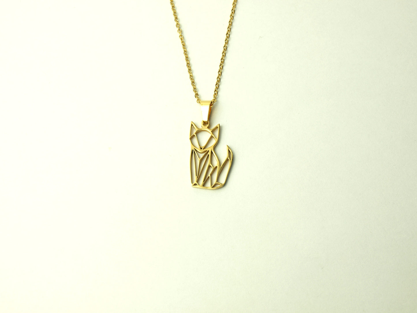 Kette Fuchs geometrisch verziert Edelstahl Anhänger golden