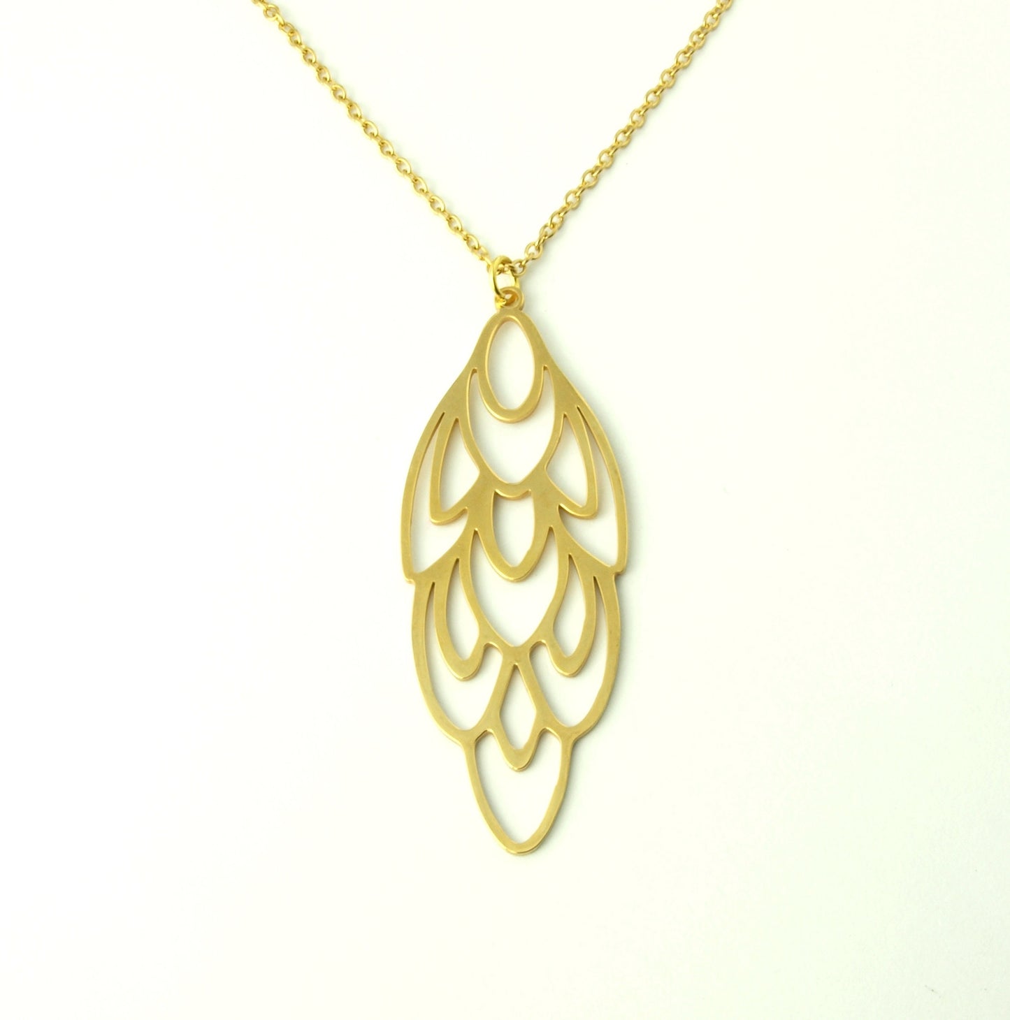 Kette Edelstahl Feder Anhänger Vogel Pfau Flügel Engel golden