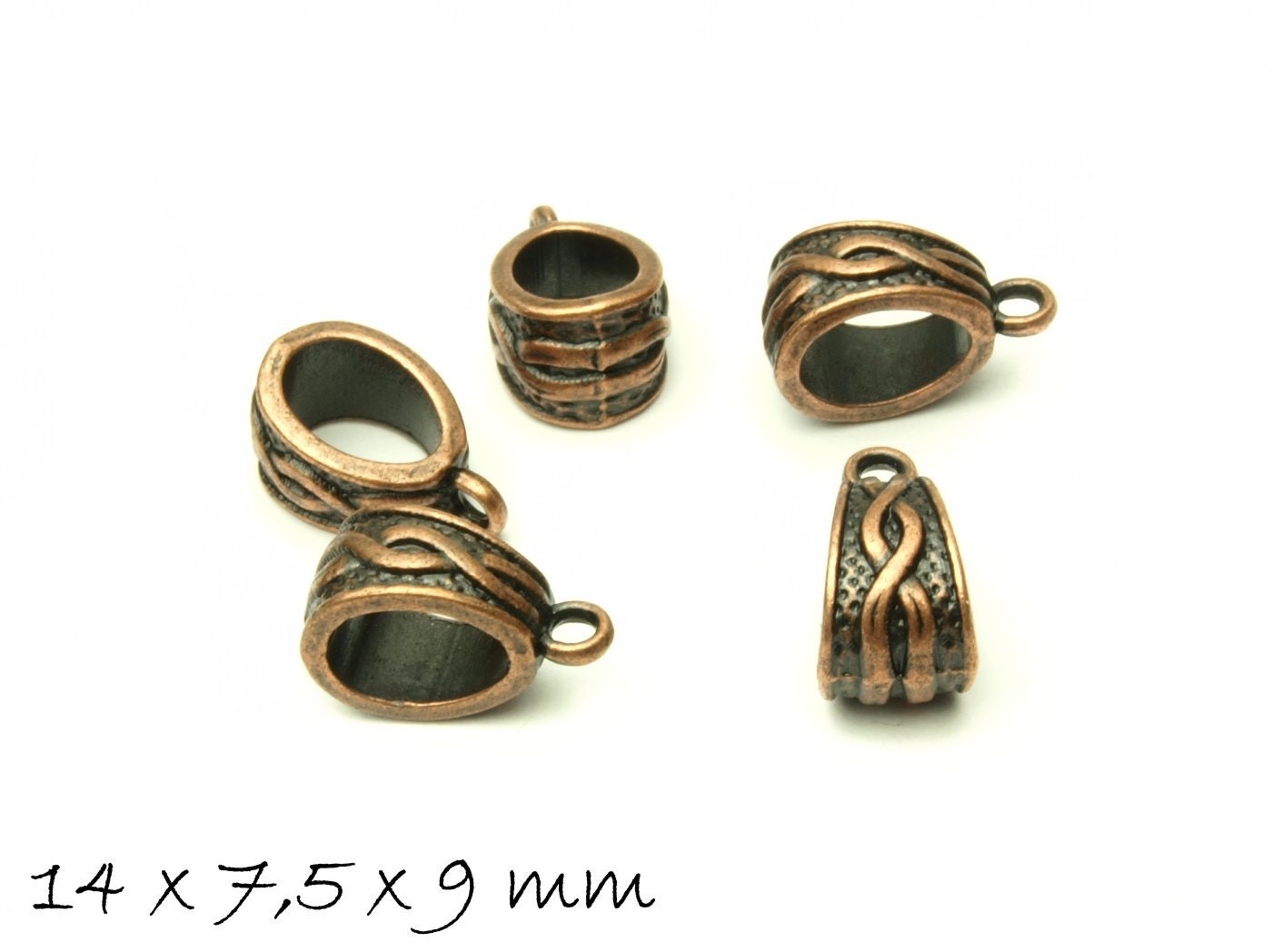 10 Stück Anhängerschlaufen, kupfer 14 x7,5 x 9 mm