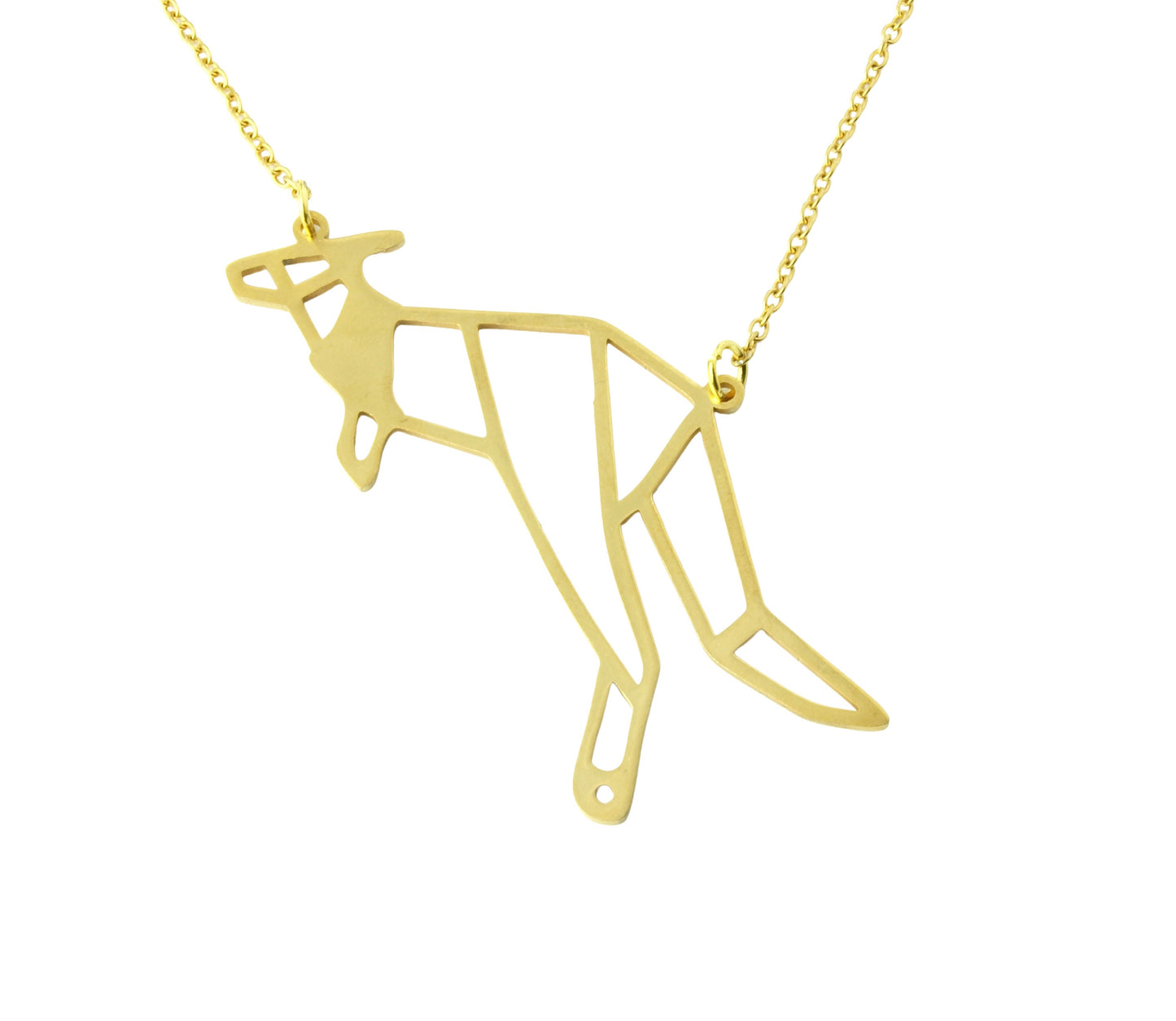 Kette Känguru geometrisch verziert Edelstahl Anhänger golden