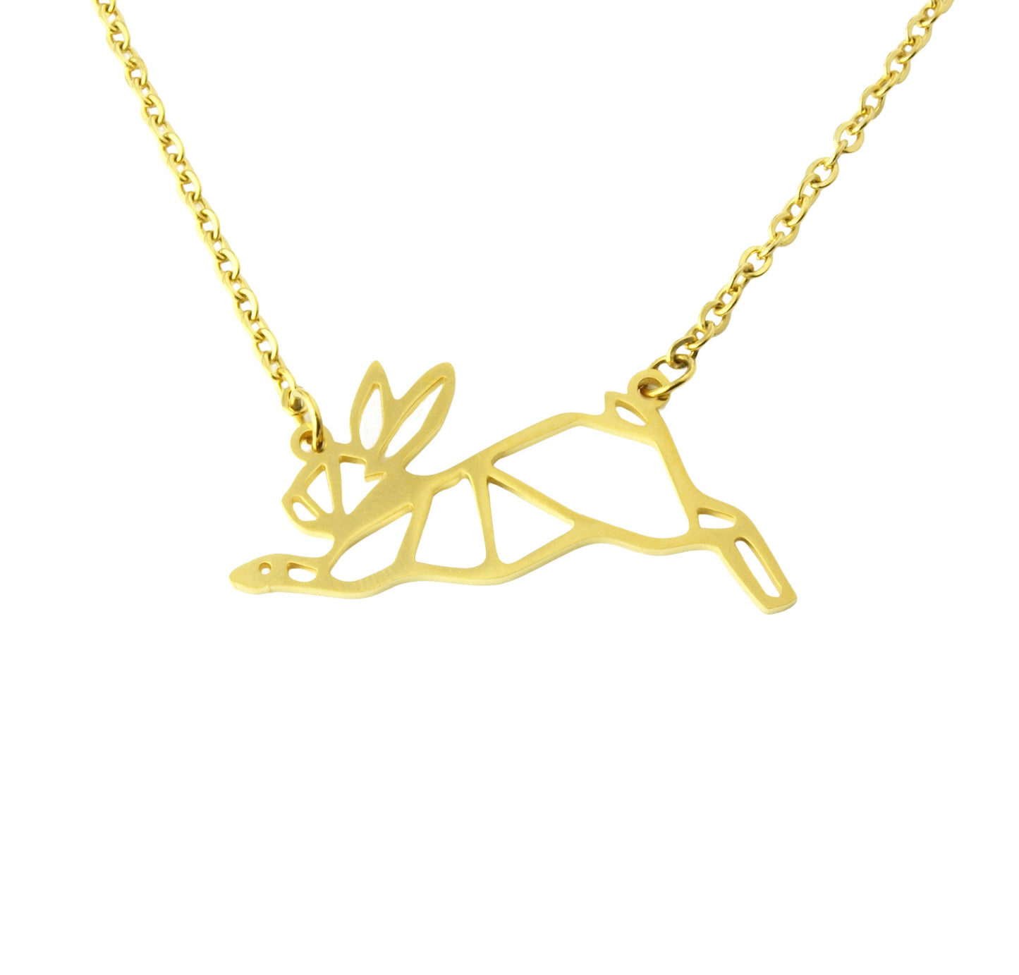 Kette Hase Kaninchen Wald Natur Edelstahl Anhänger golden