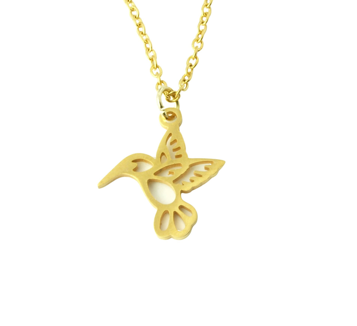 Kette Kolibri Vogel verziert Edelstahl Anhänger golden