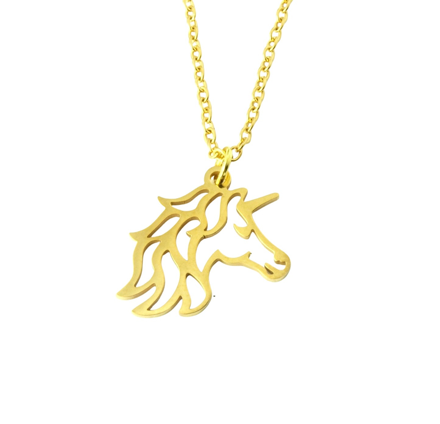 Kette Einhorn Edelstahl Anhänger golden