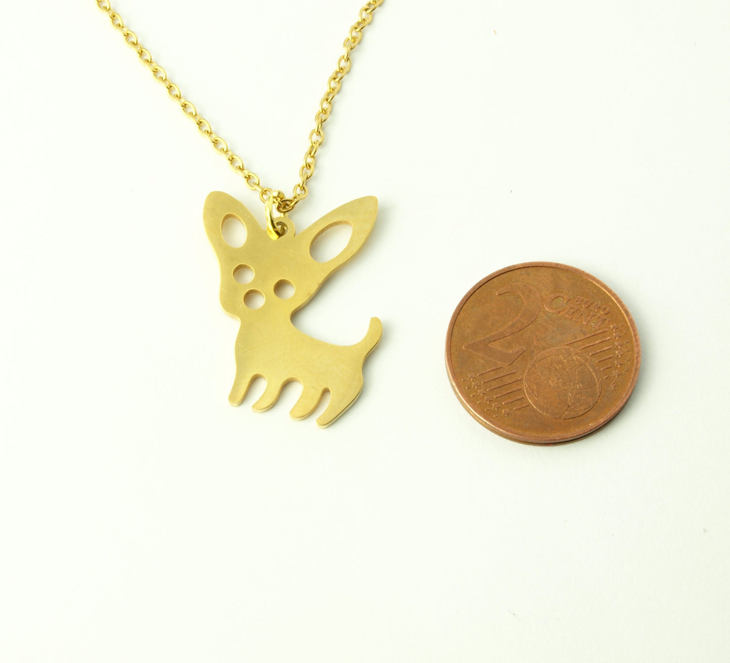 Kette mit Chihuahua Anhänger aus Edelstahl golden Hund