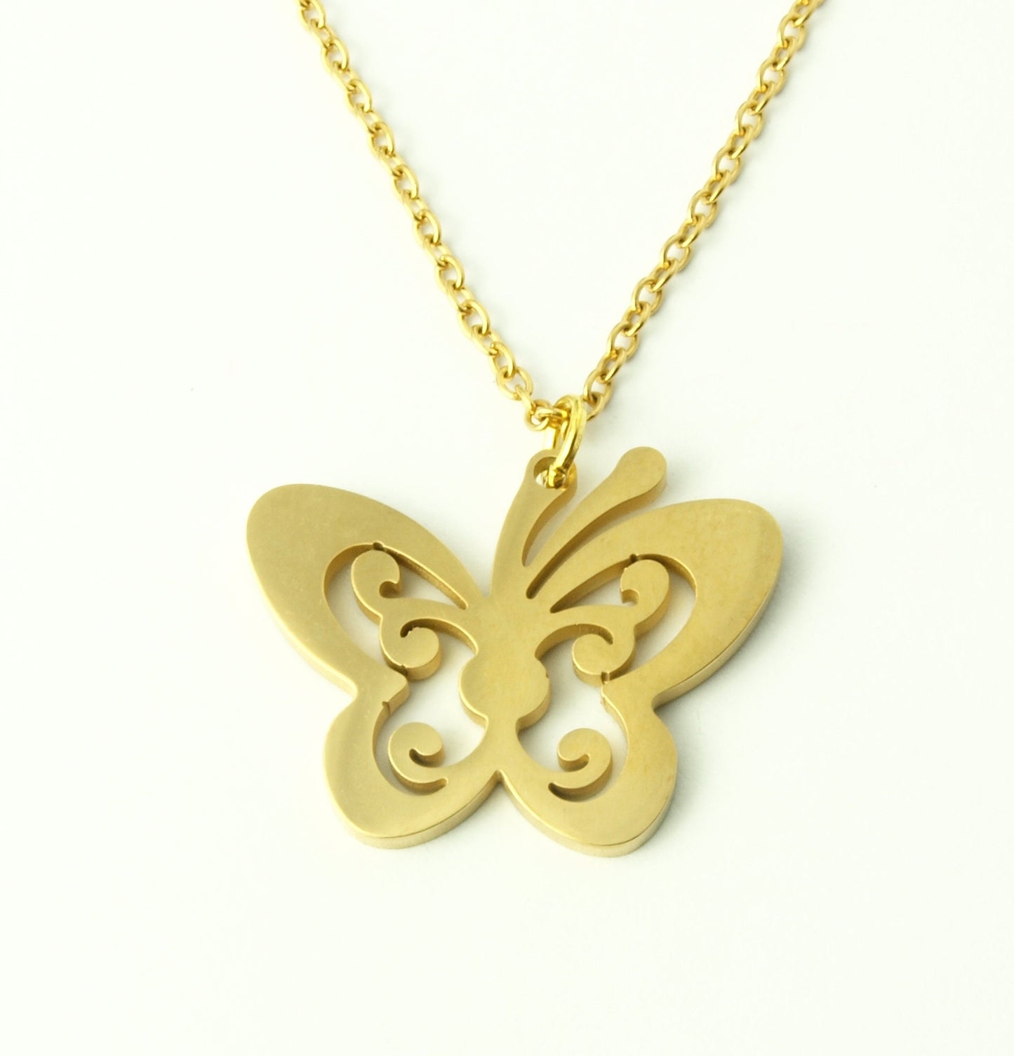 Kette Schmetterling Edelstahl Anhänger golden