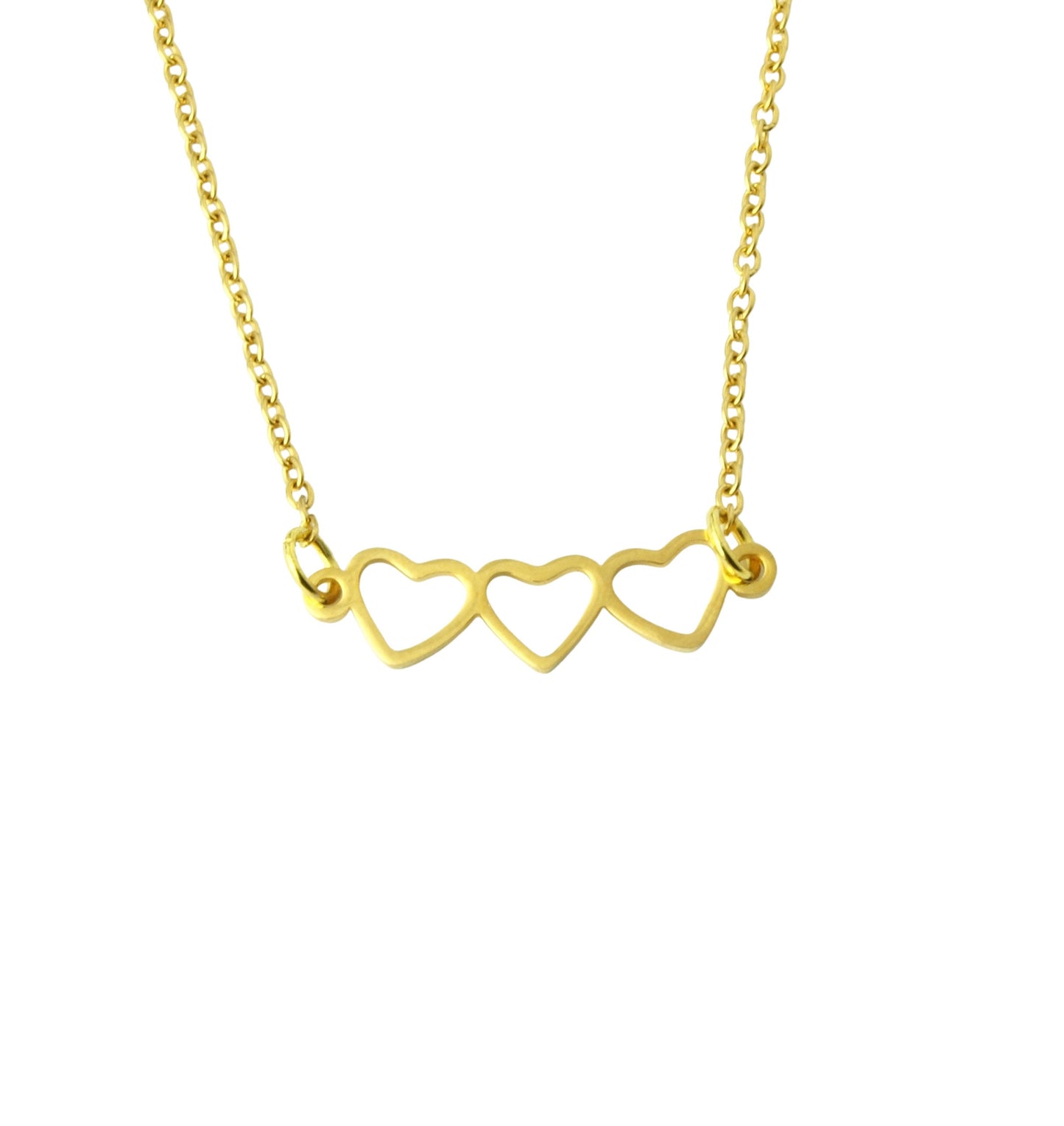Kette drei Herzen Edelstahl Anhänger golden