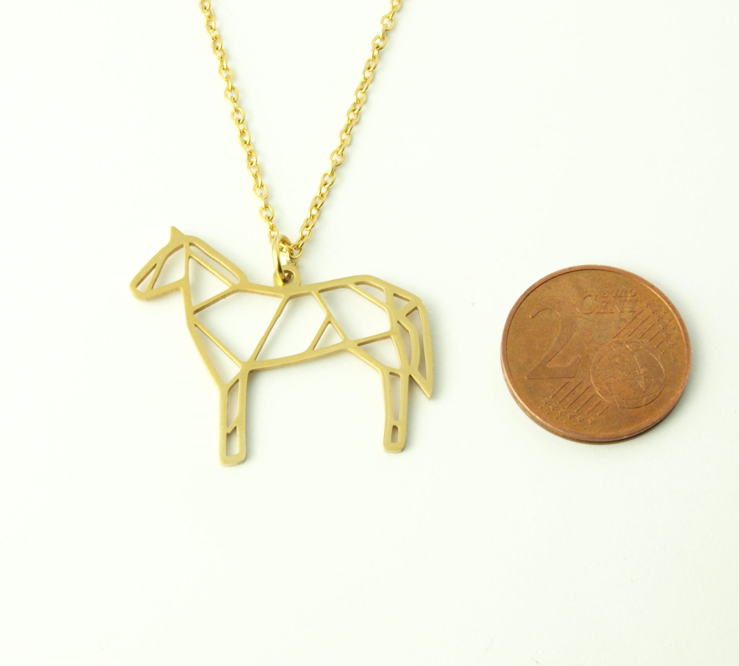 Kette Pferd Edelstahl Anhänger golden geometrisch