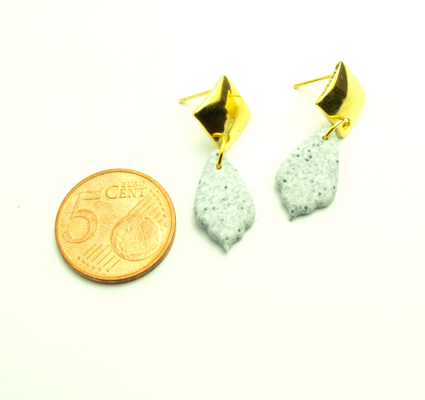 Statement Ohrringe Polymer Clay Stein Optik Marmor grau golden Ohrhänger nach Wahl