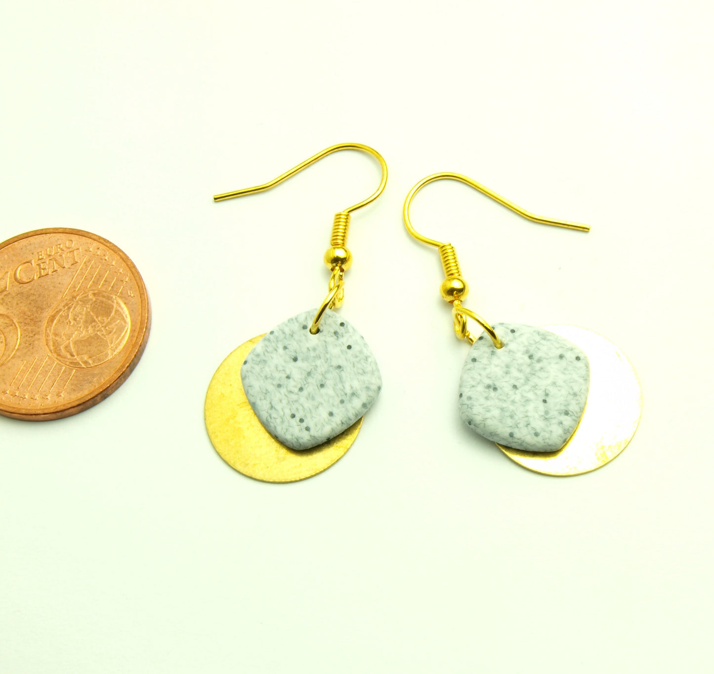 Statement Ohrringe Polymer Clay Stein Optik Marmor grau golden Ohrhänger nach Wahl