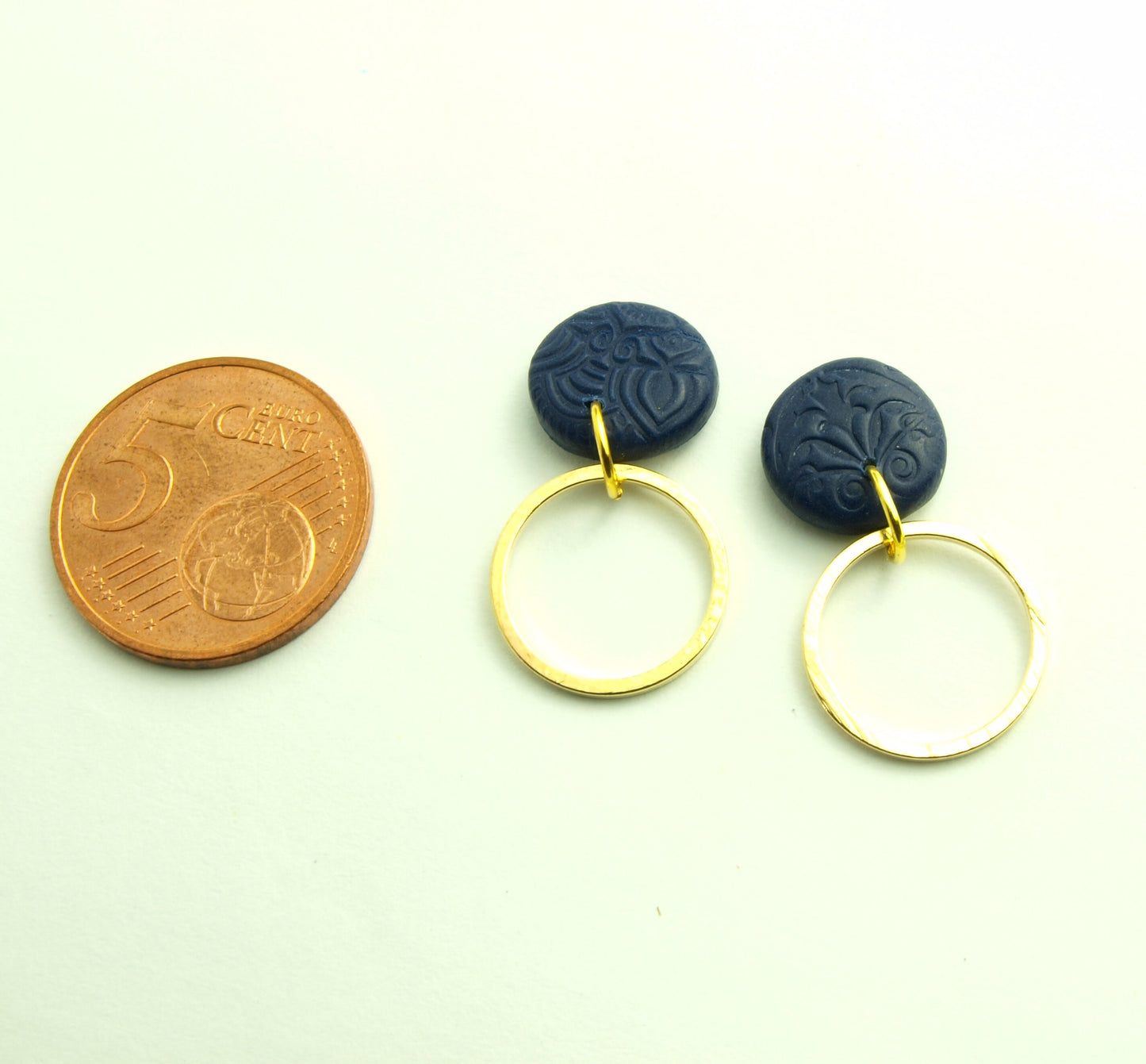 Statement Ohrringe Polymer Clay blau golden Mond Bogen Ohrhänger nach Wahl