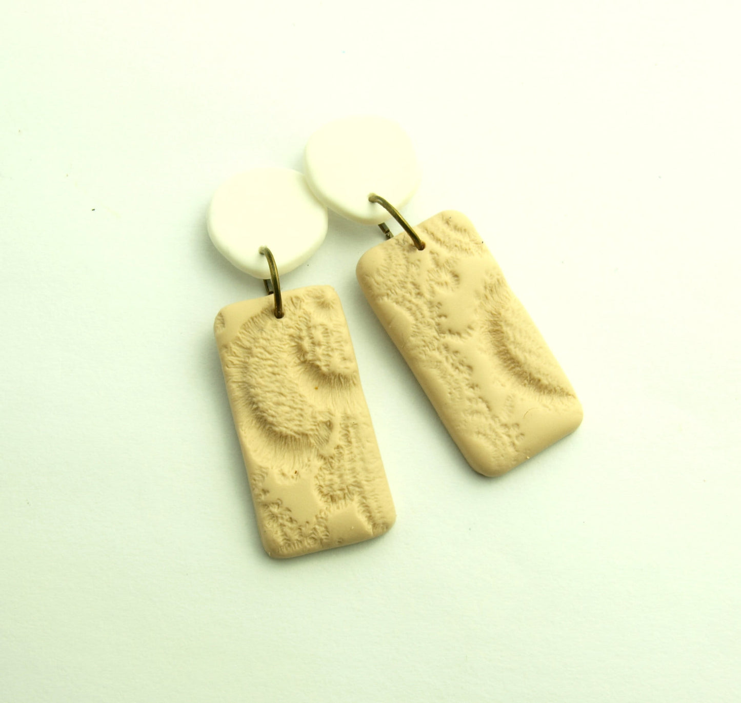 Statement Ohrringe Polymer Clay Ethno Muster weiß braun beige nach Wahl