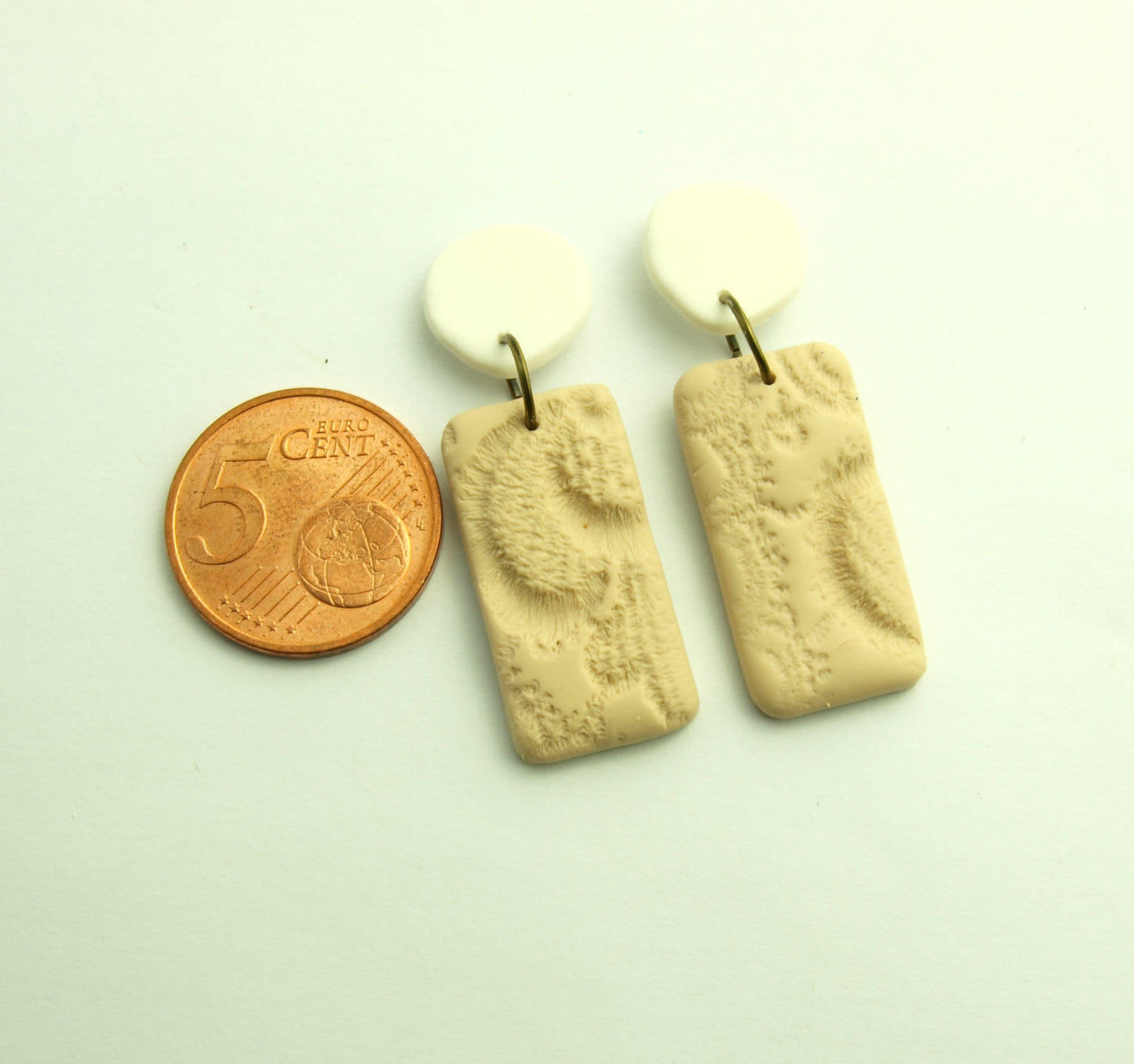 Statement Ohrringe Polymer Clay Ethno Muster weiß braun beige nach Wahl