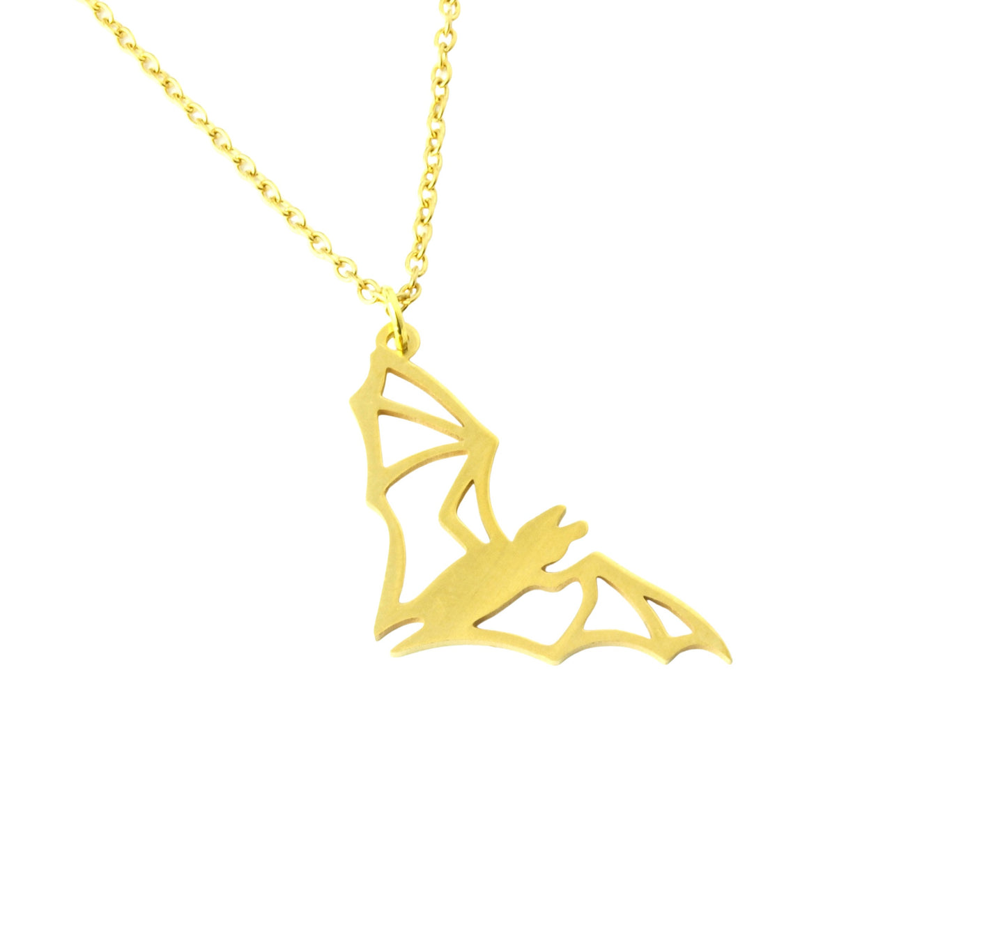 Kette Fledermaus Edelstahl Anhänger golden