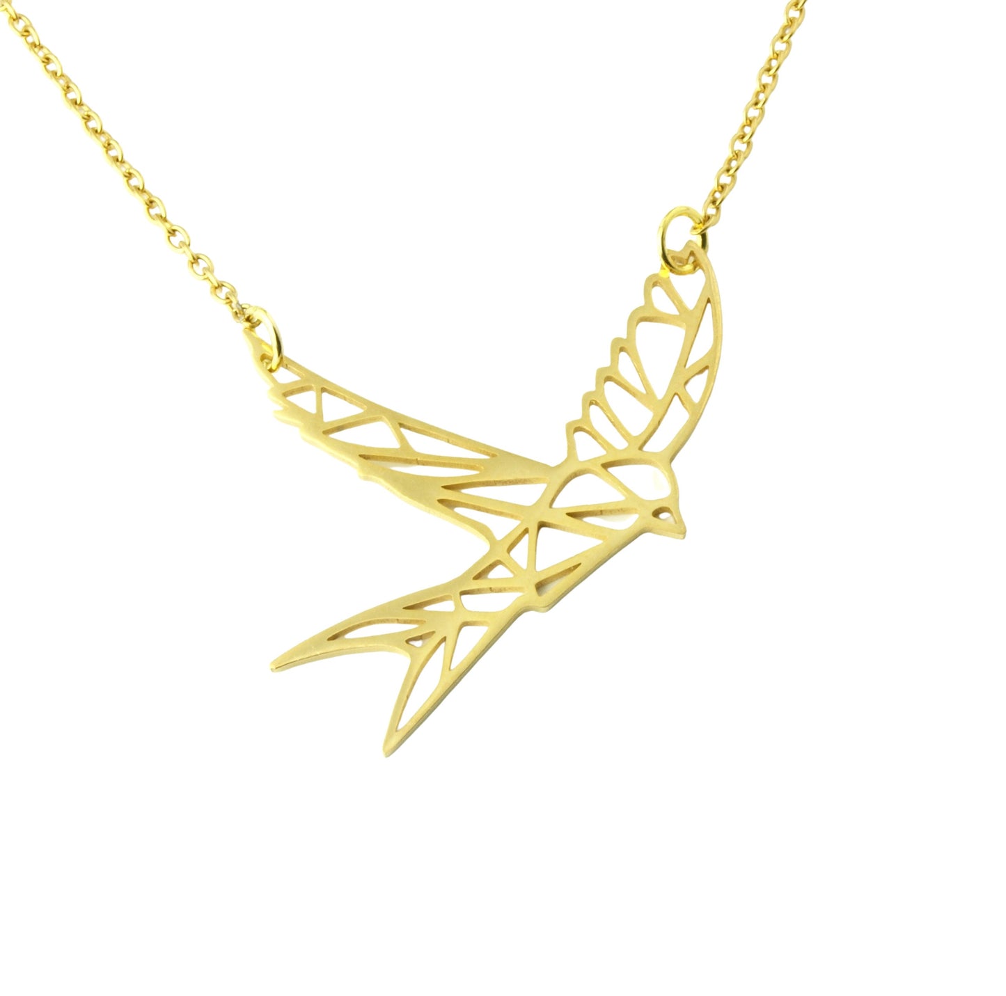 Kette Adler Vogel verziert geometrisch Edelstahl Anhänger golden