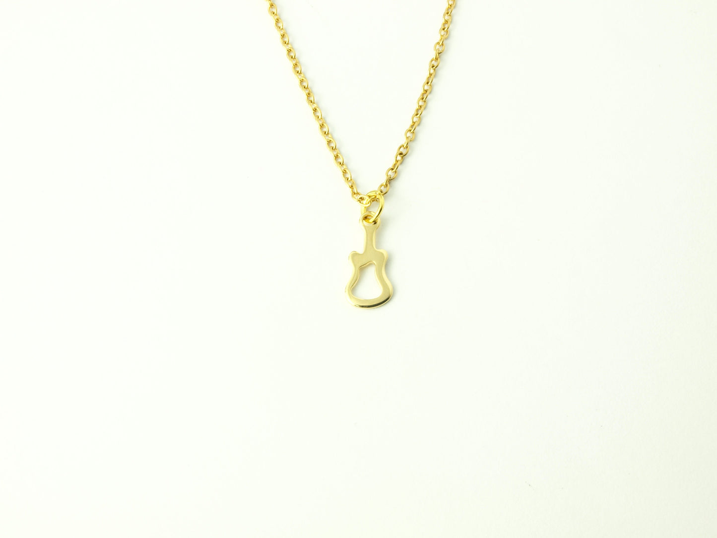 Kette Gitarre Edelstahl Anhänger golden Musik