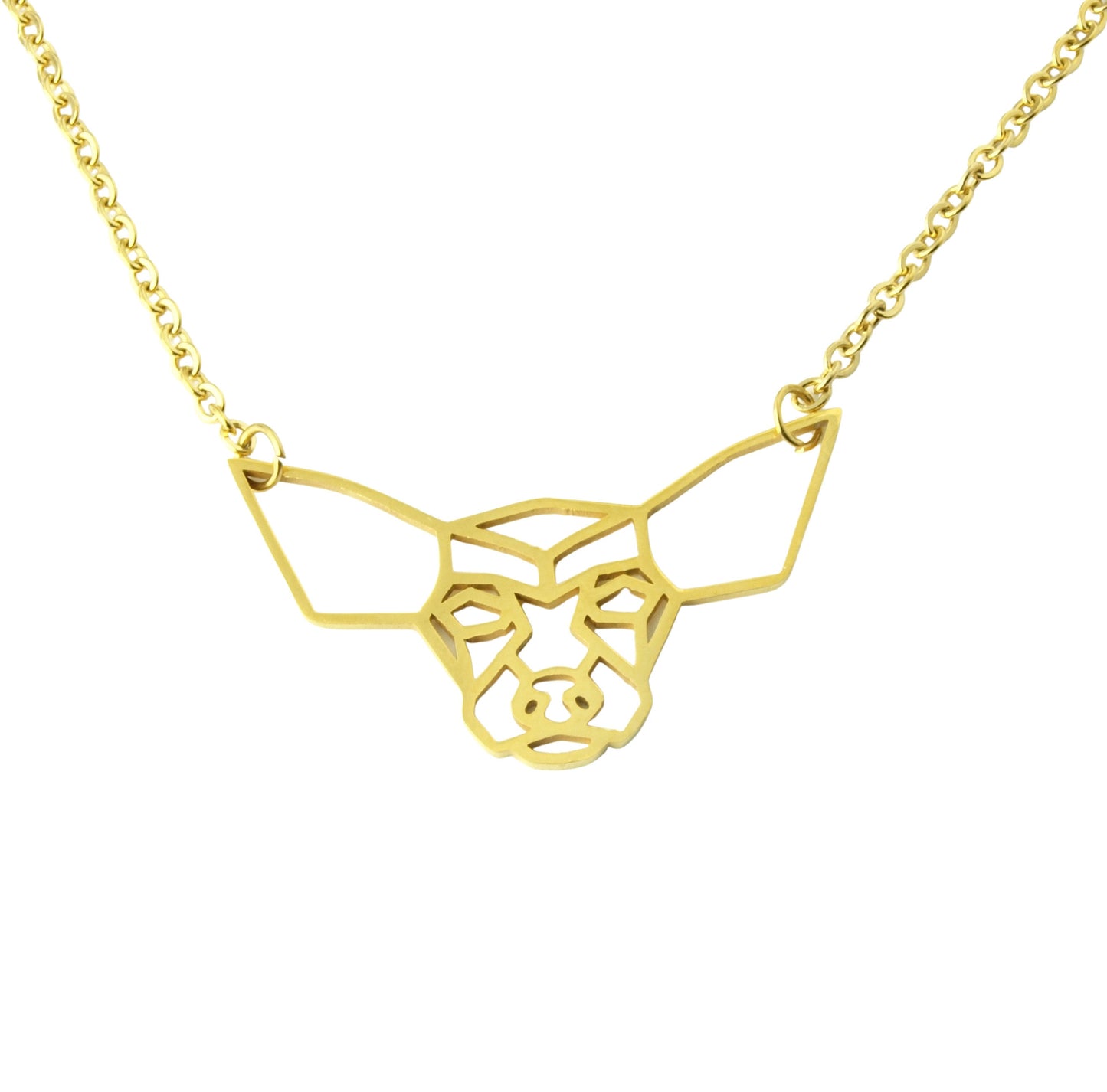 Kette Basset Fledermausohren Anhänger Edelstahl golden Hund