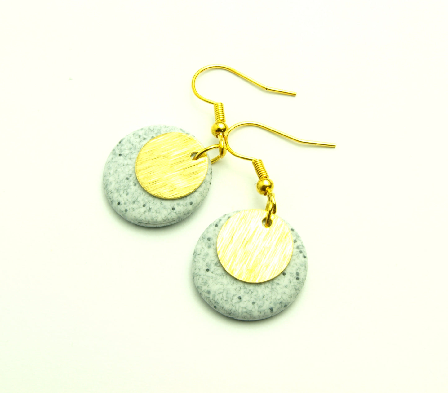 Statement Ohrringe Polymer Clay Stein Optik Marmor grau golden Ohrhänger nach Wahl