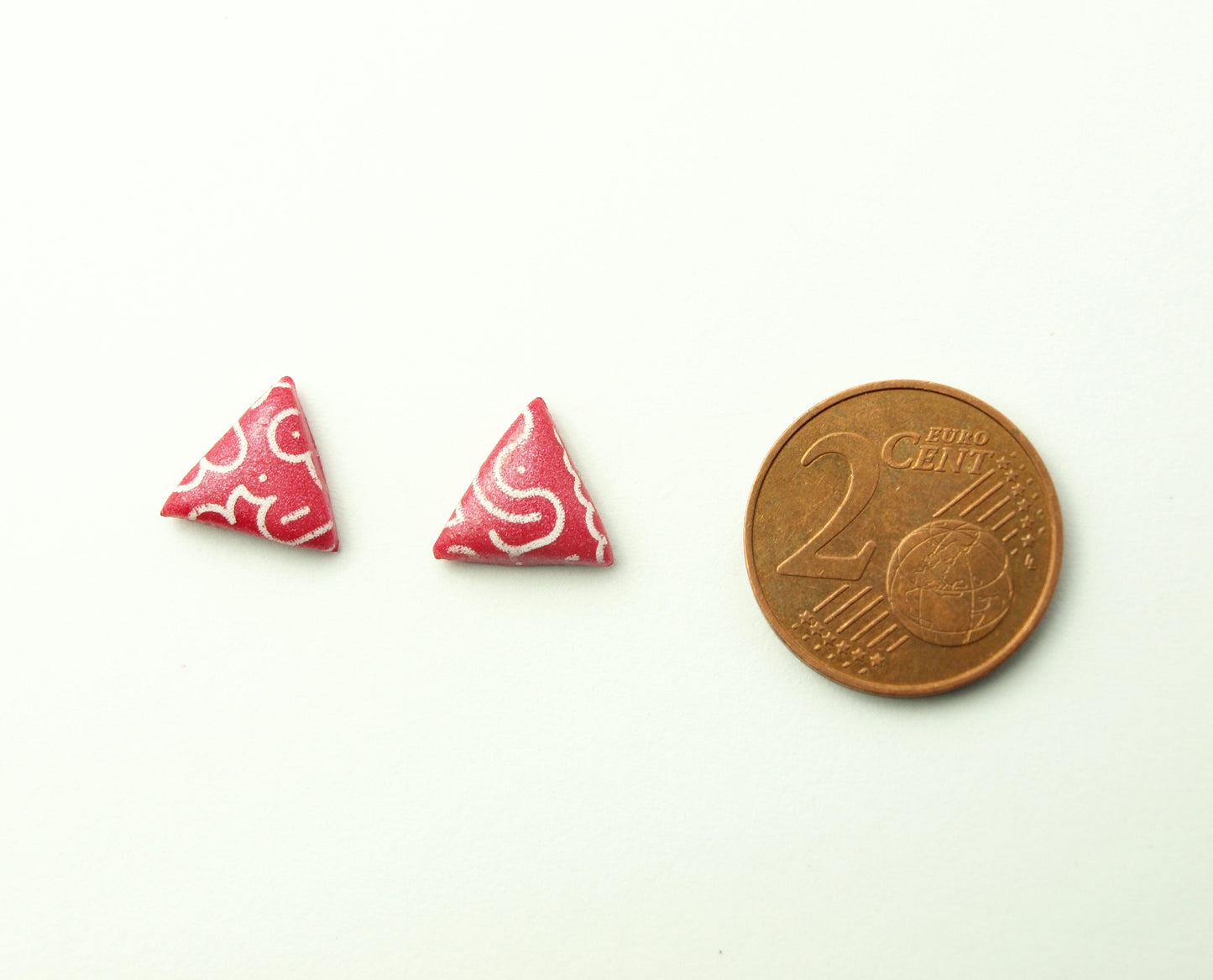 Ohrstecker Retro Muster rot weiß Polymer Clay Fimo Ohrringe Stecker nach Wahl