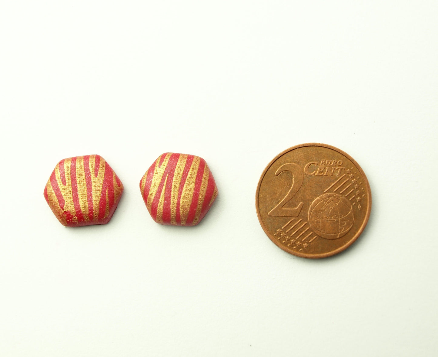 Ohrstecker Retro Muster Streifen Flecken rot gold Polymer Clay Fimo Ohrringe Stecker nach Wahl