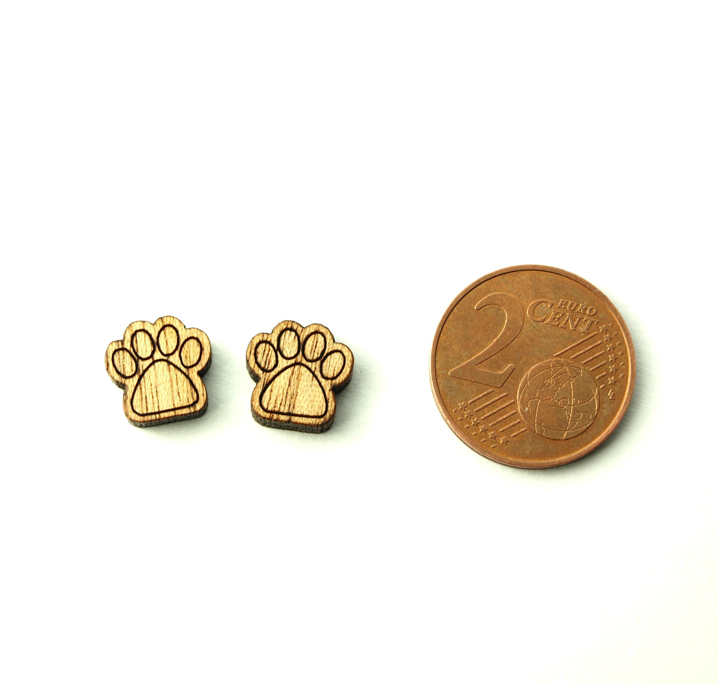 Ohrstecker Pfote Abdruck Hund Wolf Katze Tatze Pfotenabdruck Holz Ohrringe Stecker nach Wahl