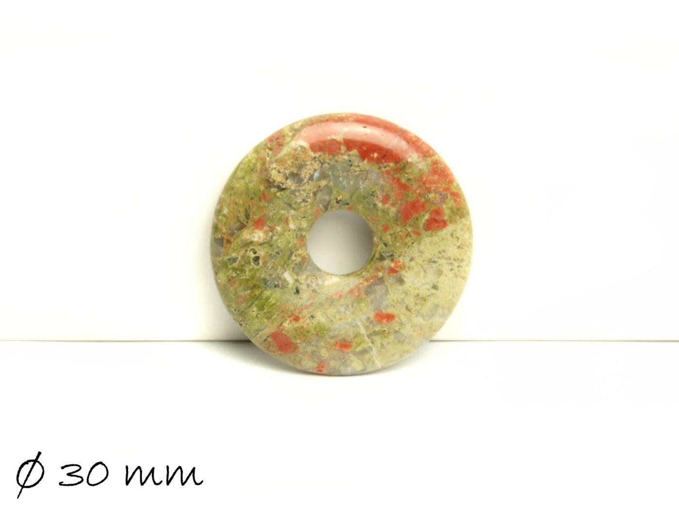 1 Stück Edelstein Donut Anhänger, Unakite Ø 30 mm