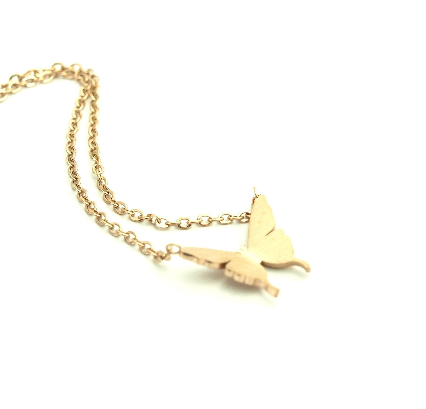 Kette Schmetterling Edelstahl Anhänger rosé golden Butterfly