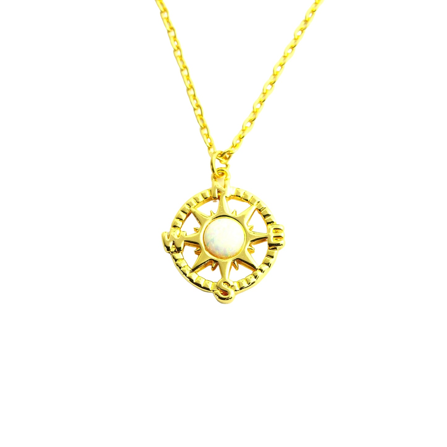 Kette Kompass Edelstahl Anhänger golden